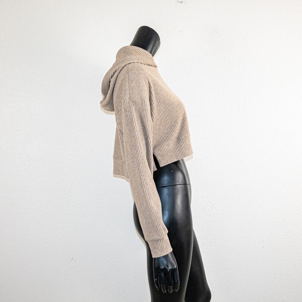 ALO Yoga Women's Muse Hoodie Ribbed Hravel Heather - Picture 7 of 9